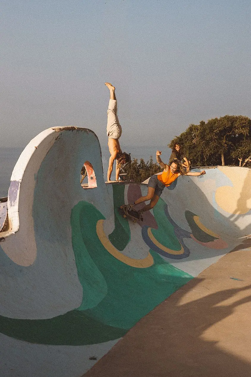 on the skateboard